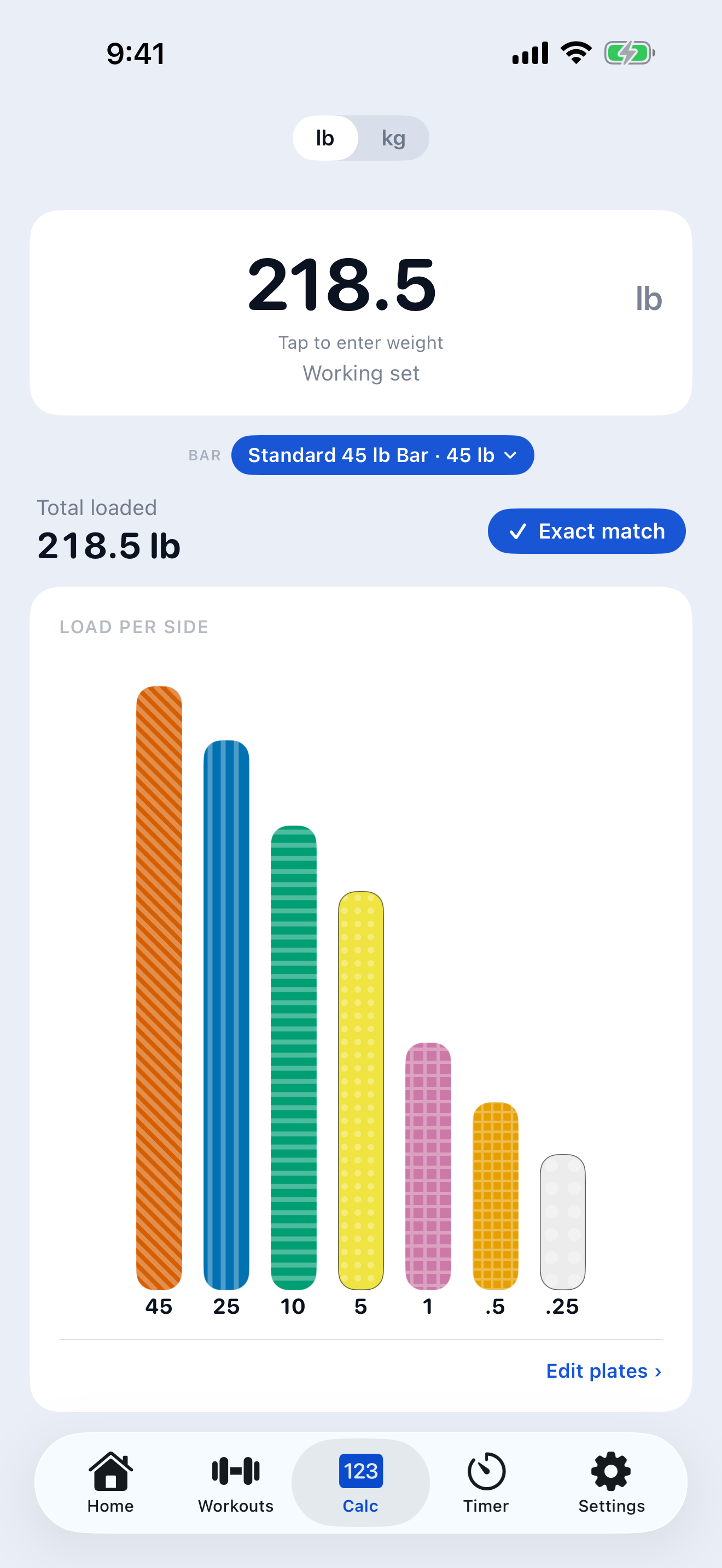 218.5 lb plate stack, colorblind palette, light